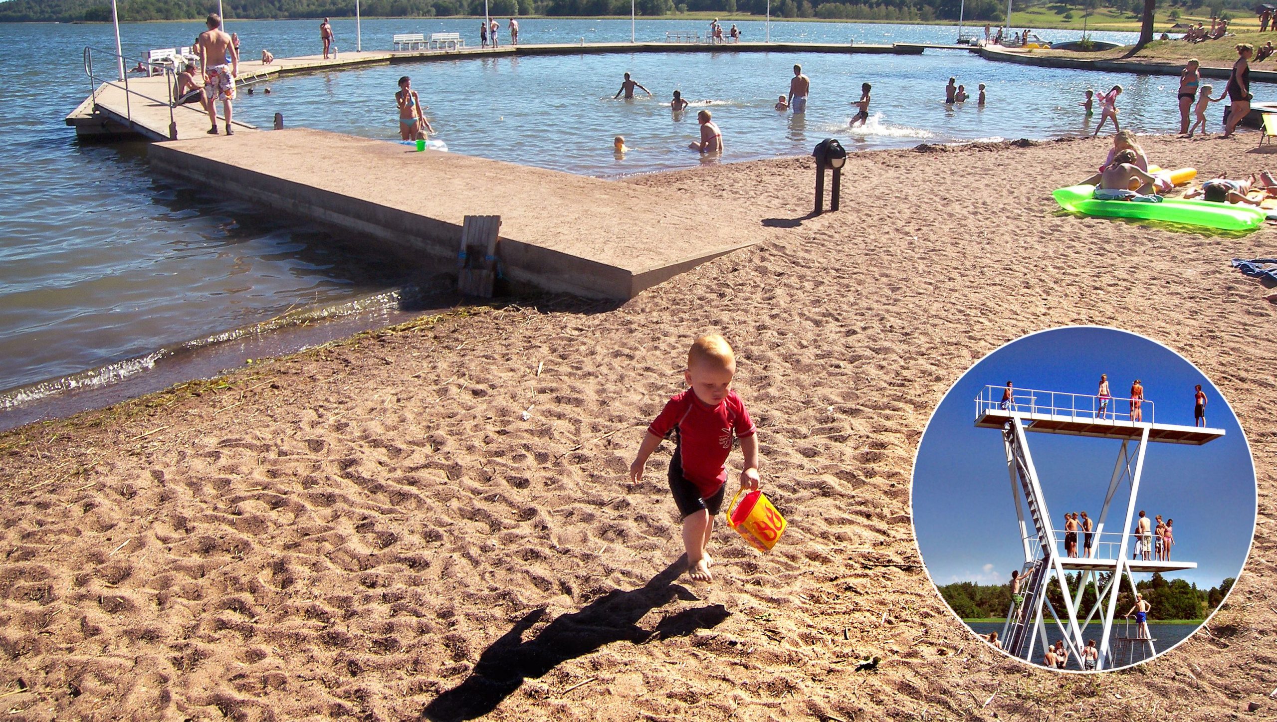 strand skuren m hopptorn Lagunbadet på KustCamp Gamleby
